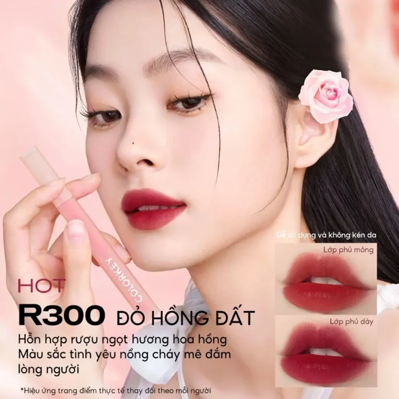 Son Kem Lì Colorkey R300 Đỏ Hồng Đất 1.8g - Hình ảnh 2